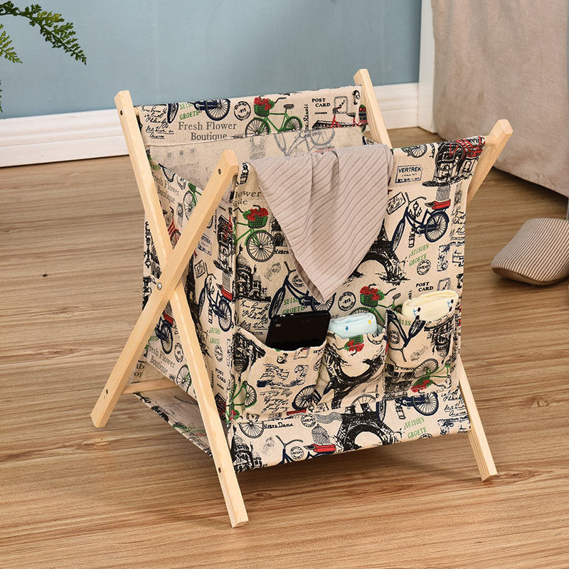 Cloth folding solid wood for dirty clothes baskets