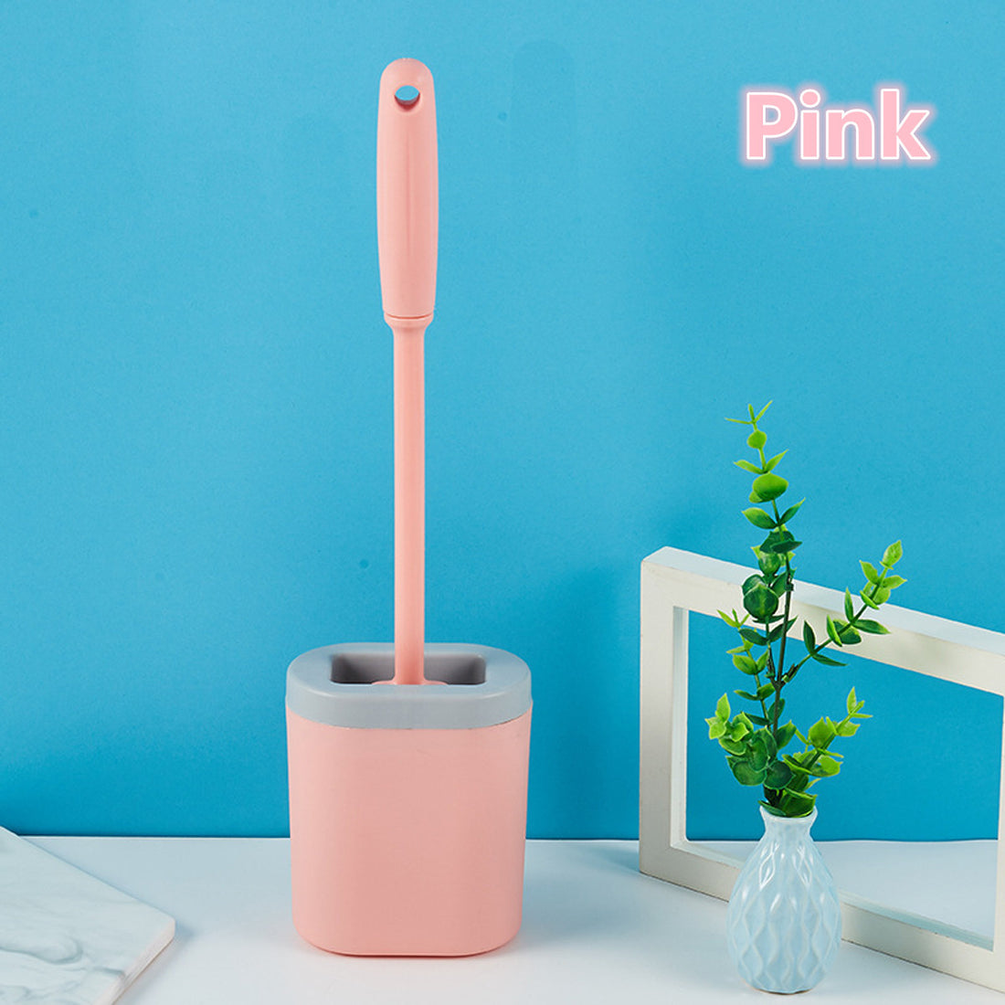 Silicone soft bristled flat head wall-mounted toilet brush