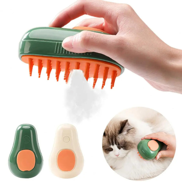 Brosse à vapeur pour chat et chien, peigne de toilettage électrique autonettoyant pour chat, brosse à vapeur pour massage en forme d'avocat, spray pour animaux de compagnie, toilettage pour chat