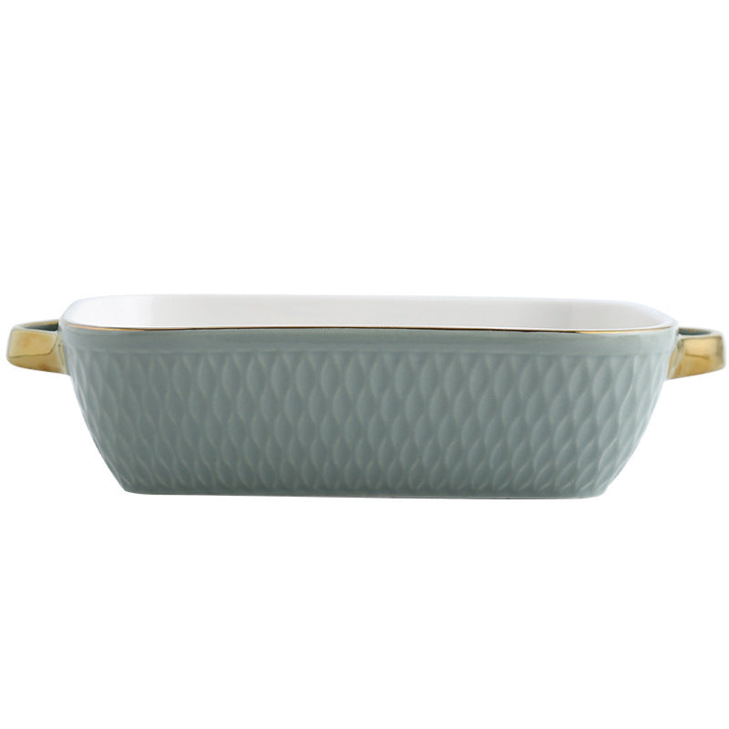 Creative Ceramic Double Ear Baking Tray With Phnom Penh