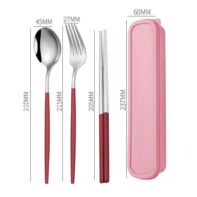 Portable Stainless Steel Chopsticks Spoon Fork Tableware Set