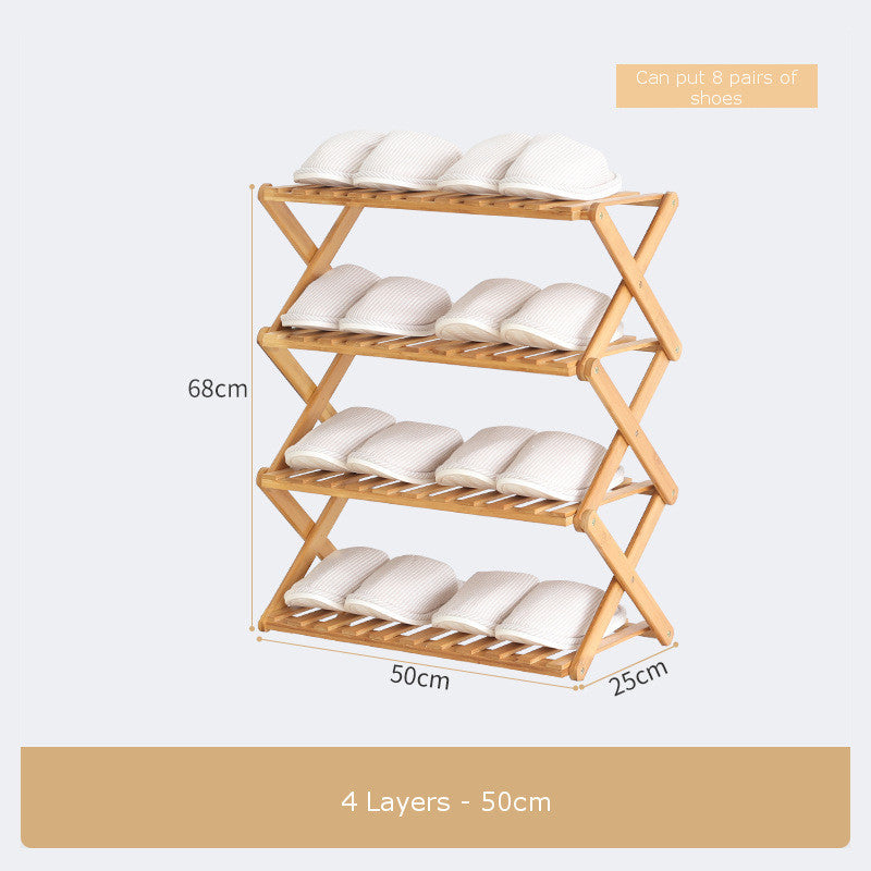 Folding Shoe Rack Compact And Simple Reinforced Bamboo