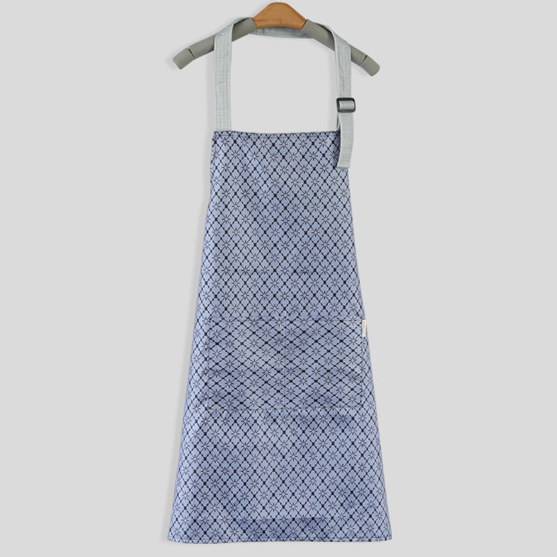 Apron Waterproof And Oil-proof Women Overalls Kitchen Cooking Cute Hanging Neck Printing Pocket