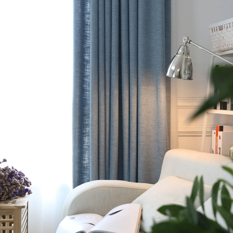 Plain cotton and linen curtains