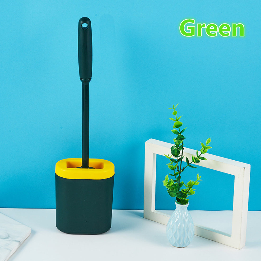 Silicone soft bristled flat head wall-mounted toilet brush