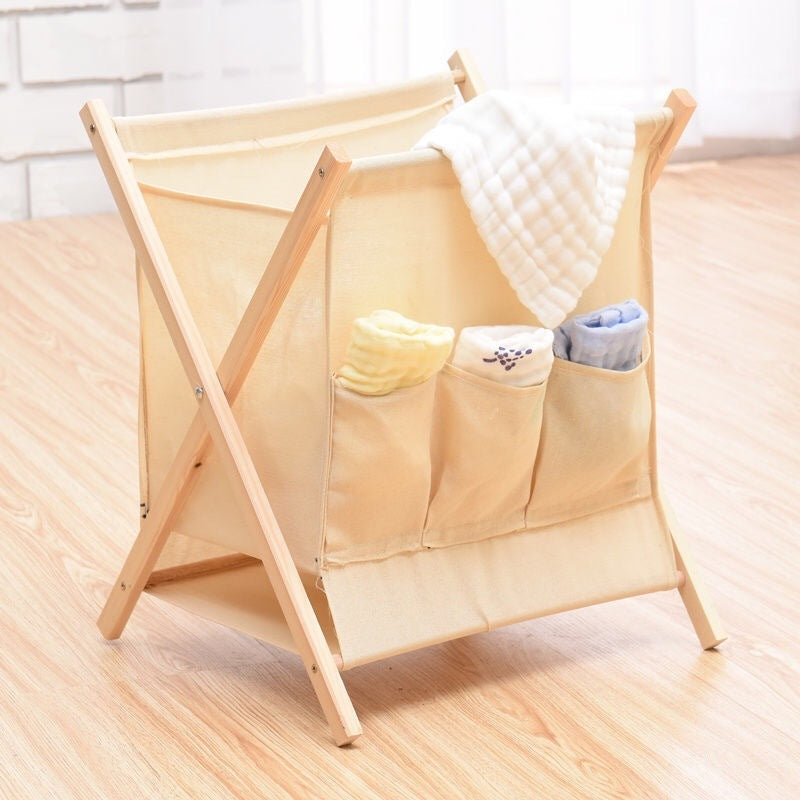 Cloth folding solid wood for dirty clothes baskets