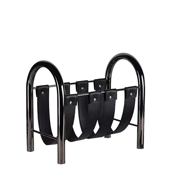 Modern Light Luxury Metal Leather Magazine Rack Home Sample Room Decorations