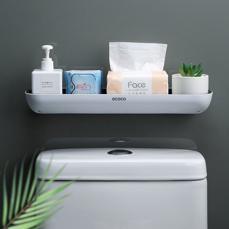 Punch-free wall-mounted bathroom storage rack