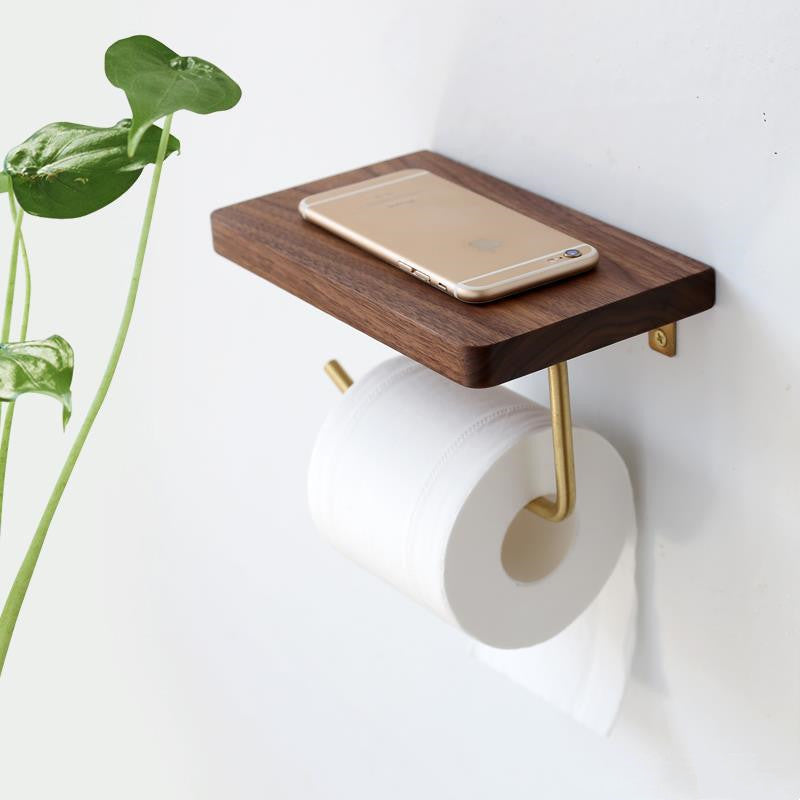 Toilet Creative Walnut Paper Roll Holder Without Perforation