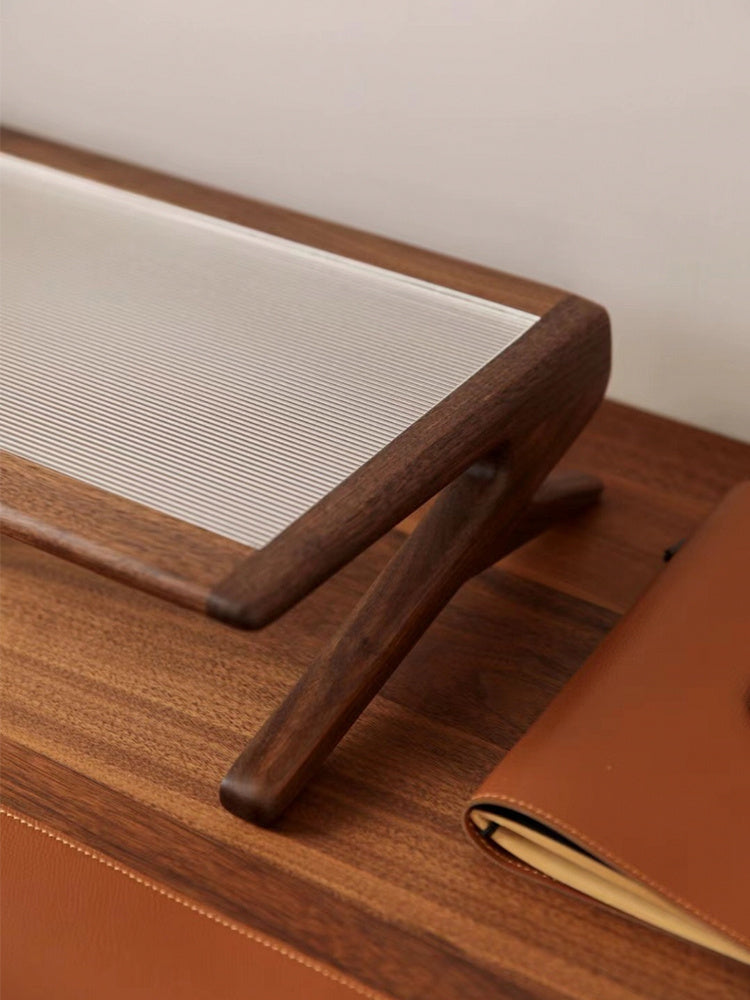 Black Walnut Solid Wood Glass Laptop Desktop Riser