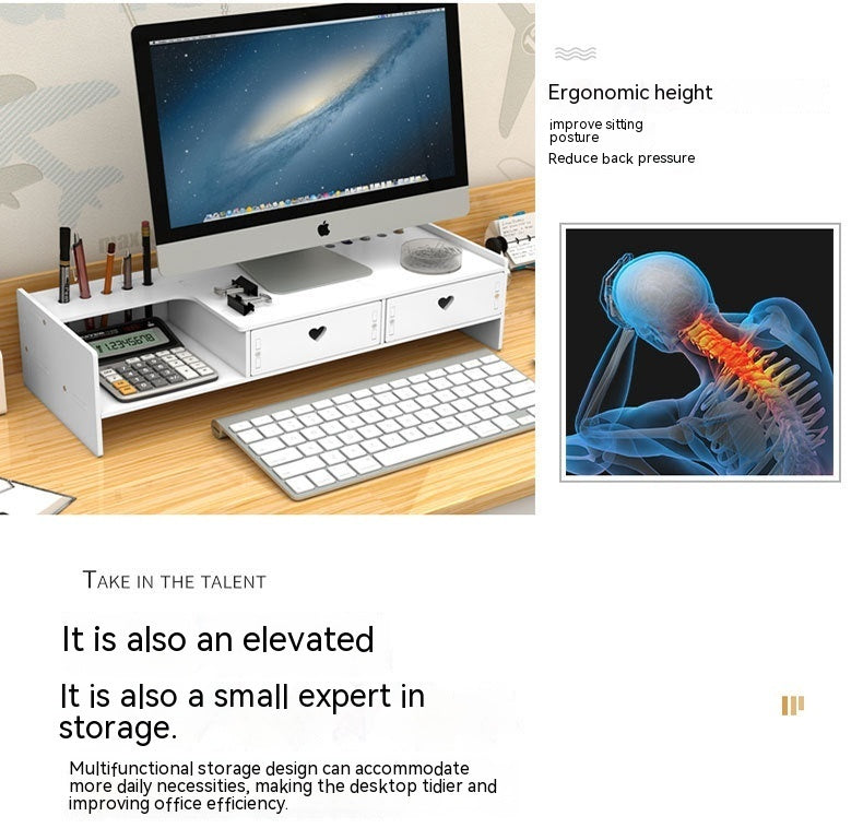 Support pour ordinateur de bureau avec tiroir de rangement