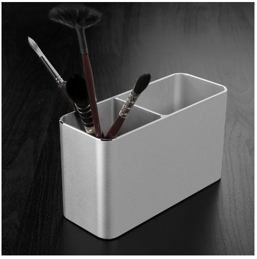 Aluminum Alloy Metal Pen Holder With Double Openings For Office Use