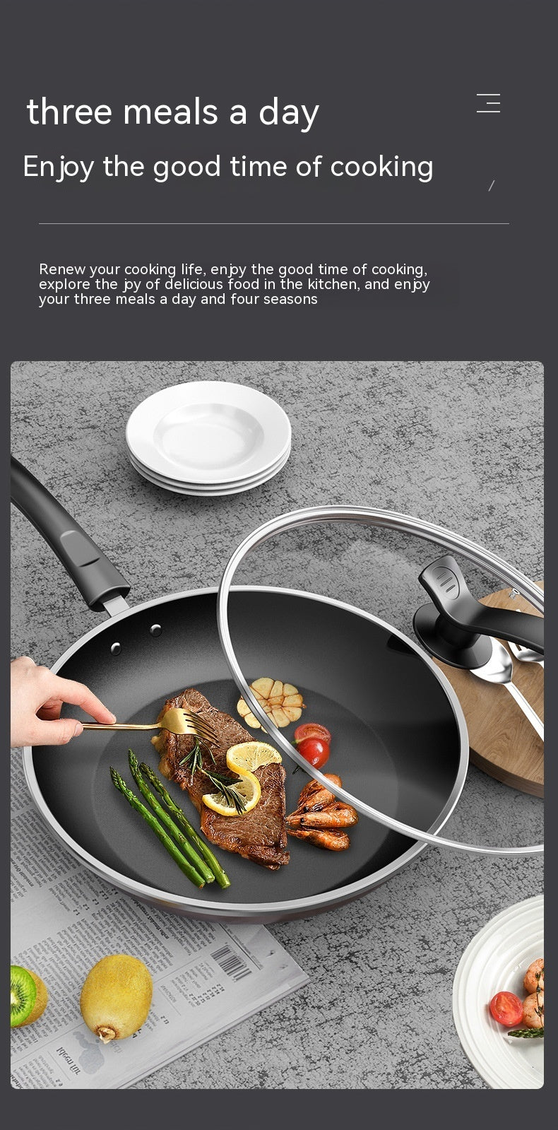 Flat Frying Pan Non-stick Household Pancakes Steak Convenient Omelet Tool Auxiliary