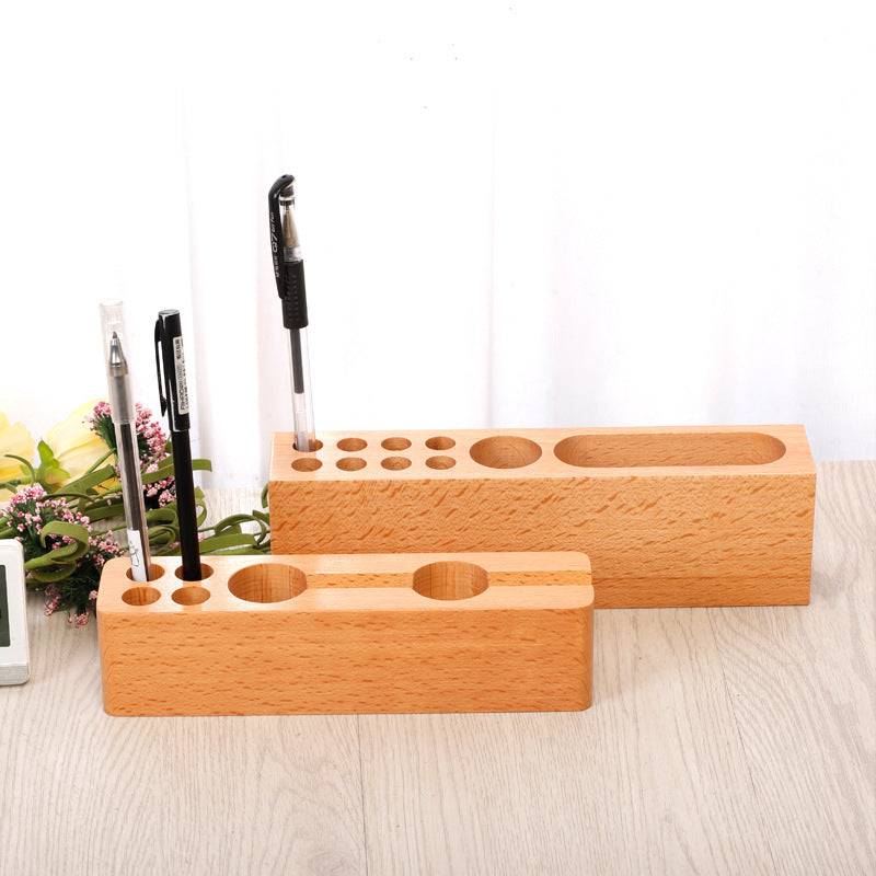 Creative solid wood multifunctional storage pen holder