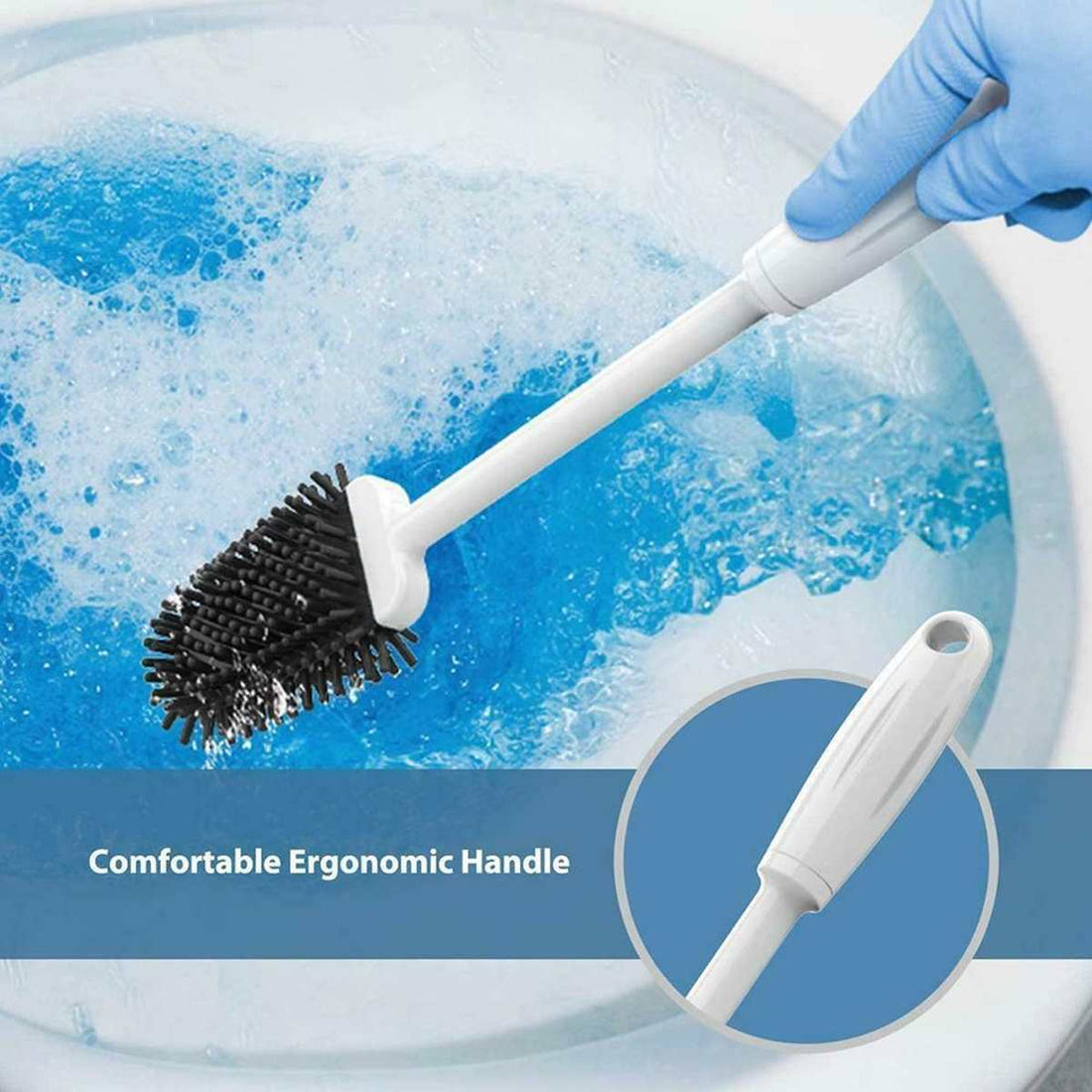 Silicone soft bristled flat head wall-mounted toilet brush