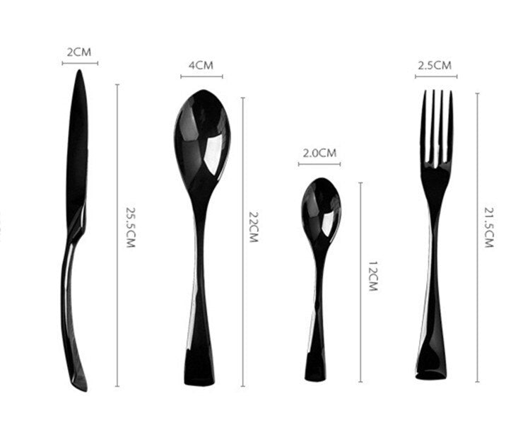 Black Cutlery Stainless Steel Fork Knife Dinnerware Set Western Tableware Set