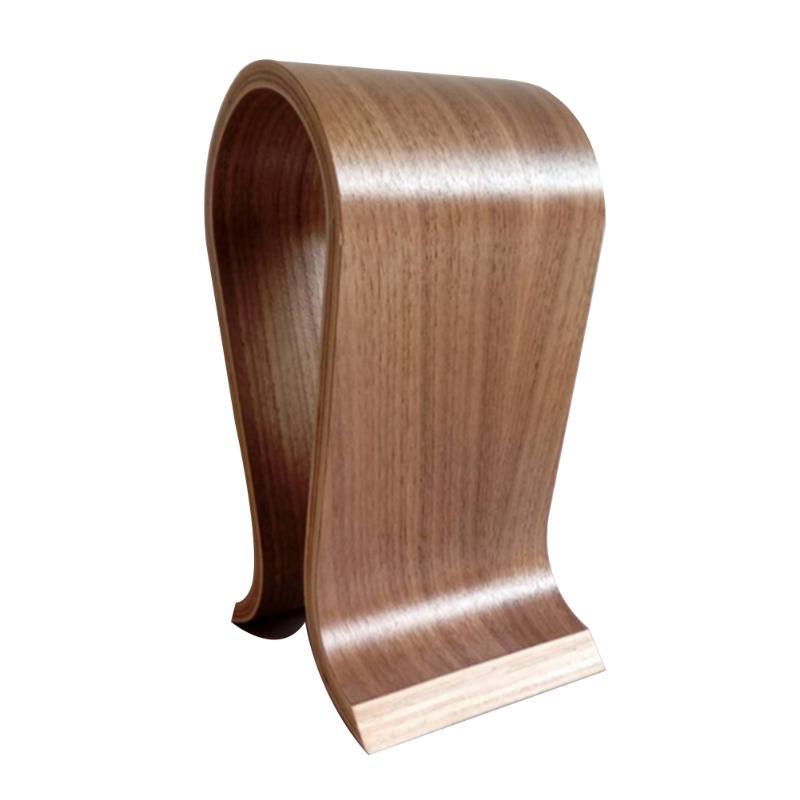 Curved wooden headphone rack