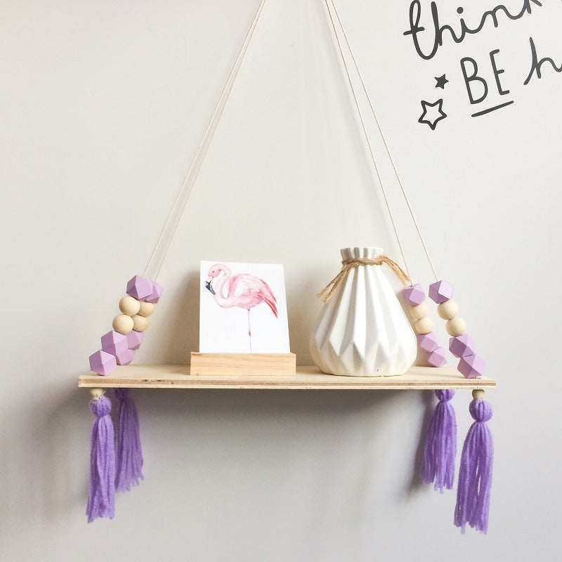 Wall hanging shelf with star anise beads