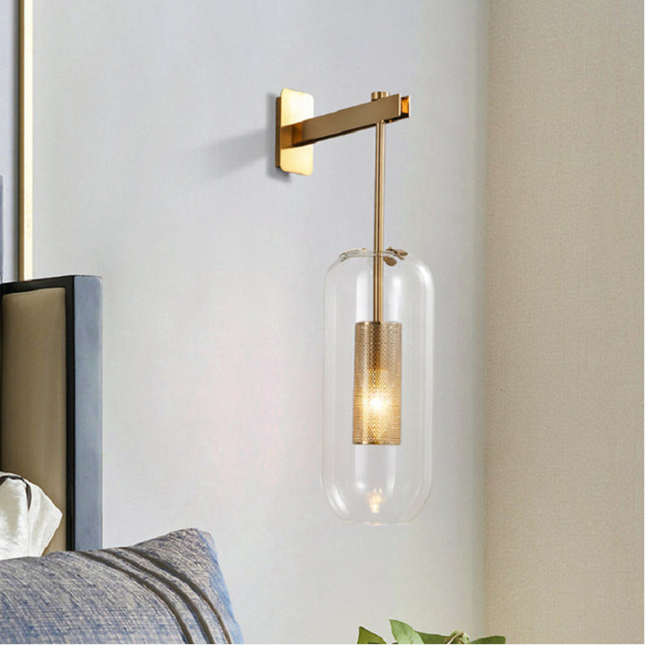 Postmodern Minimalist Background Wall Glass Wall Lamp Bedside Aisle