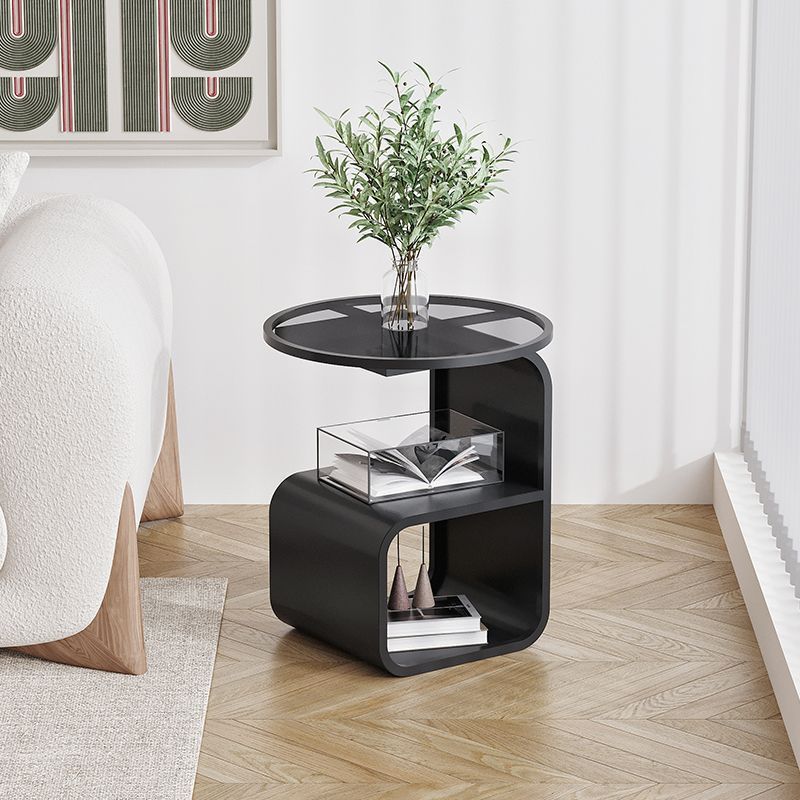 Simple Modern Round Tempered Glass Sofa Side Table