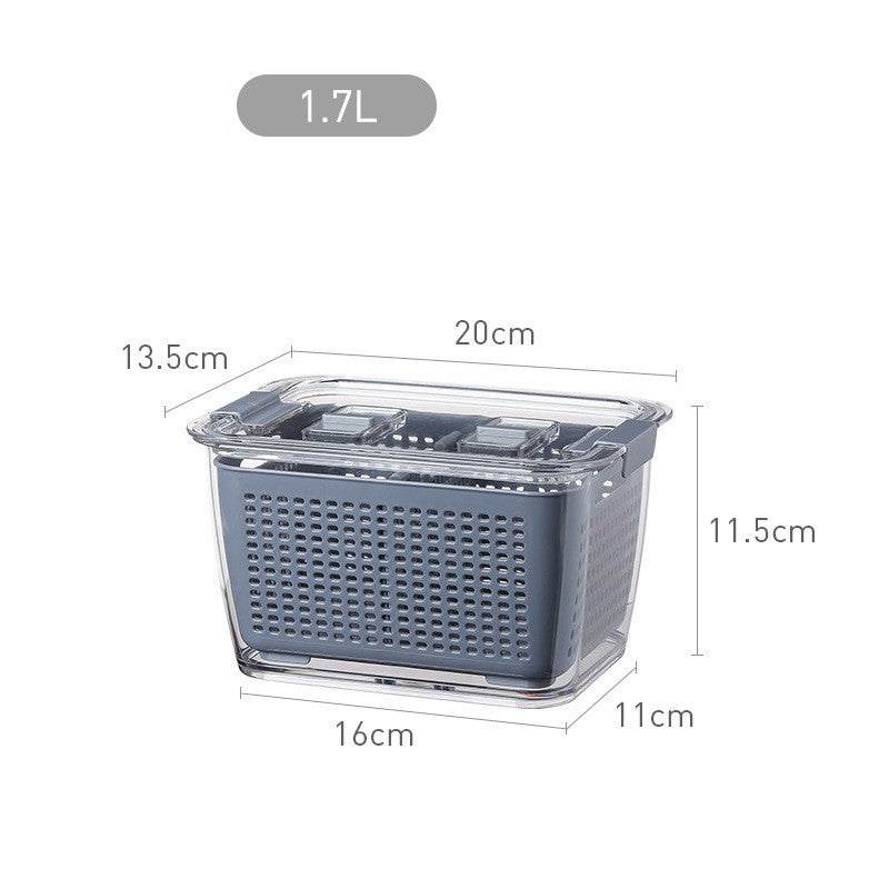 Kitchen Refrigerator Storage Containers With Lid PET Fresh-Keeping Storage Box Fruit Vegetable Drain Crisper Kitchen Storage Box