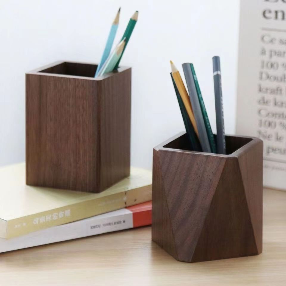 Wooden Pen Holder Office Desktop Simple Storage