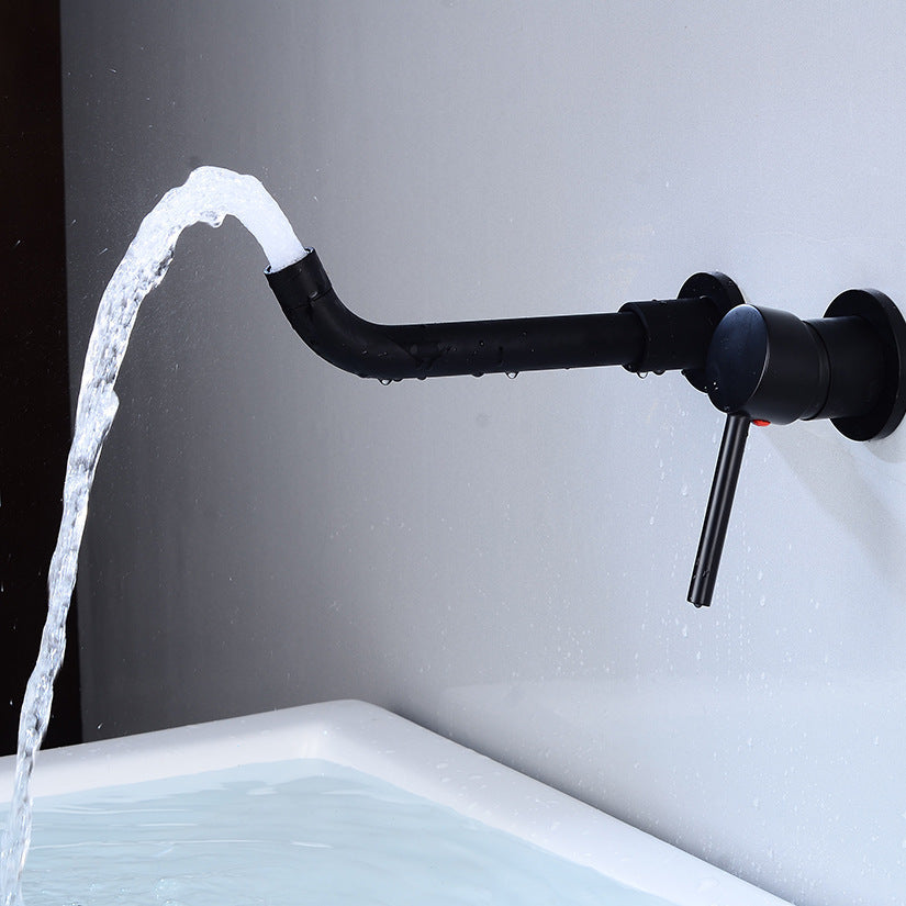 Robinet de lavabo encastré pour eau chaude et froide, tout en cuivre, encastré dans le mur