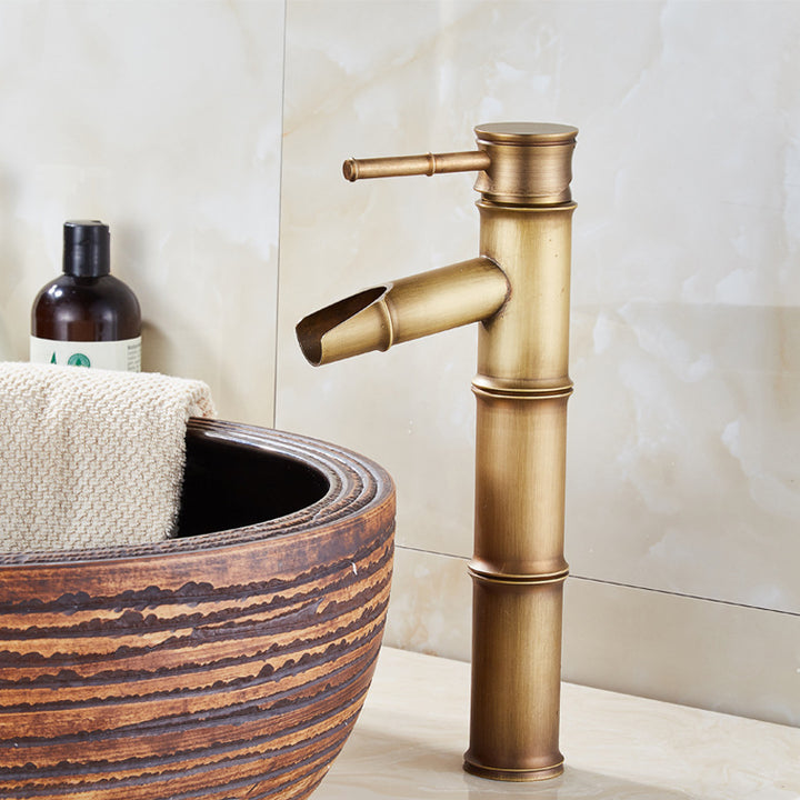 Retro bamboo hot and cold wash basin faucet