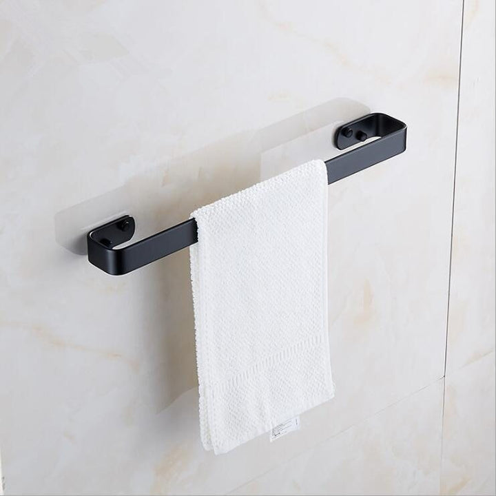 Black single pole bathroom space aluminum single layer towel bar bathroom pendant square towel rack