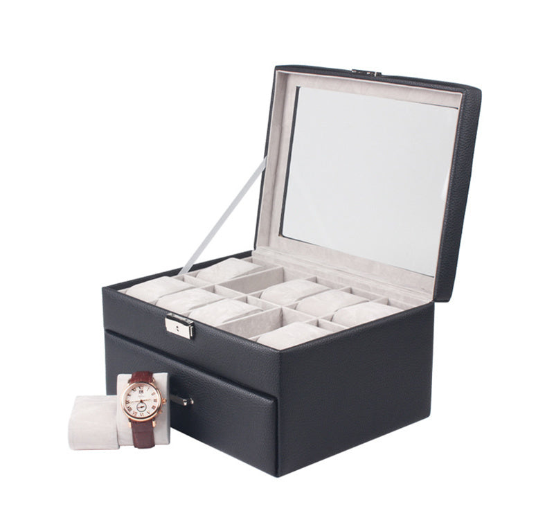 PU leather window watch jewelry storage box