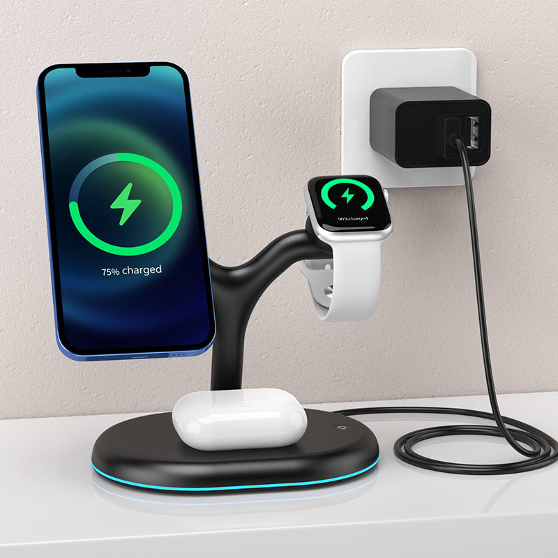 Magnetic Three-in-one Wireless Charger 15W Fast Charge Vertical Desktop Phone Wireless Charging Stand