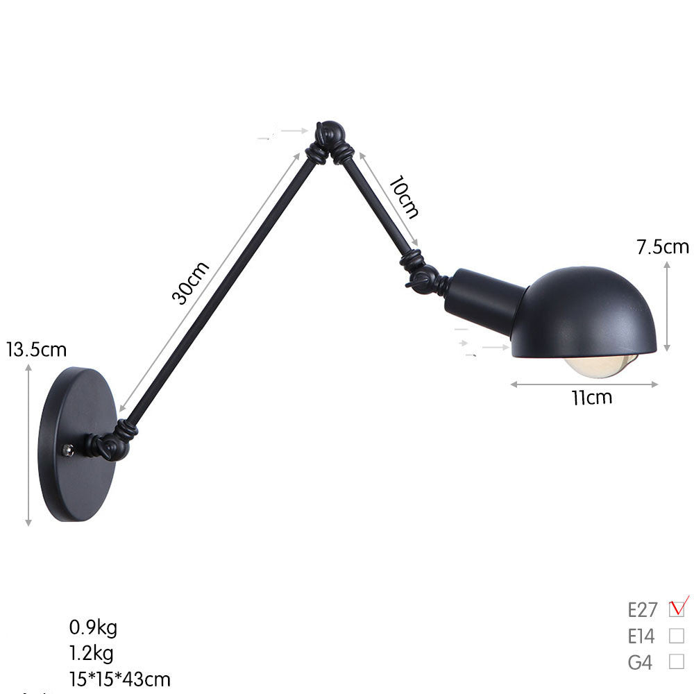 Schmiedeeiserne Wandlampe mit langem Arm für Restaurantbar