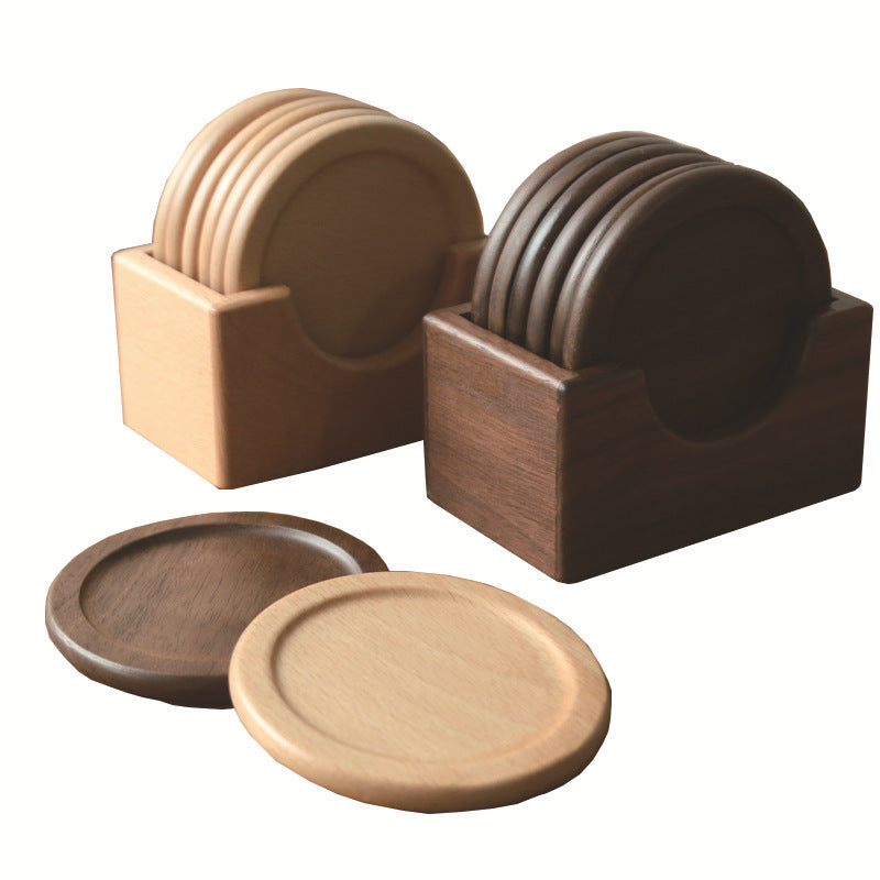 Japanese style wooden coaster set