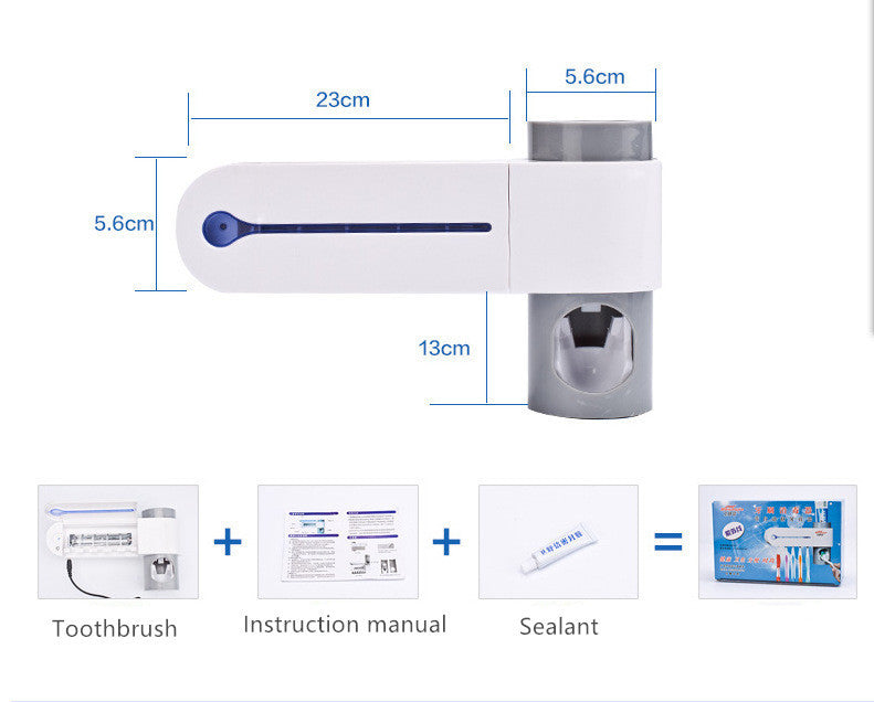 Porte-brosse à dents désinfectant UV 2 en 1 Porte-dentifrice automatique Ensemble de porte-brosse à dents désinfectant pour le lavage