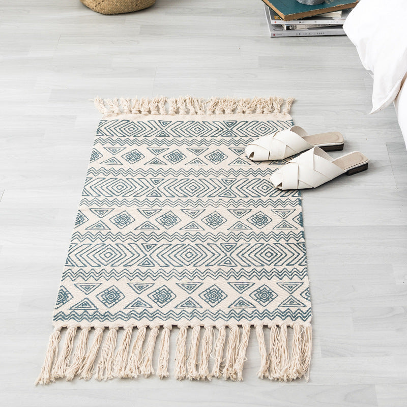 Tapis tissés à la main en coton et en lin