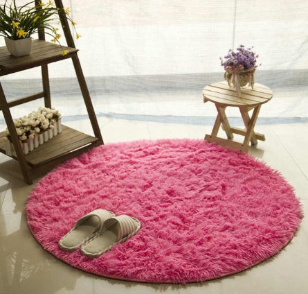 Tapis rond moelleux pour décoration de salon, tapis en fausse fourrure, tapis en peluche long pour chambre d'enfant, tapis à poils longs, tapis moderne