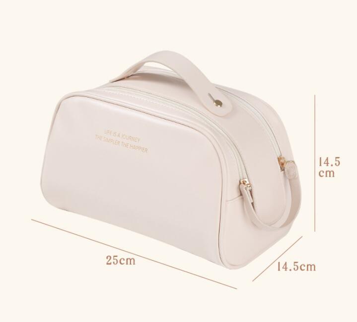 Women's Fashion Large Capacity Pu Double Zipper Cosmetic Bag