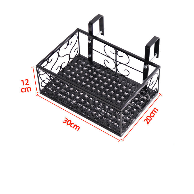 Balcony Railing Flower Rack Hanging Iron Plant Shelf Frame