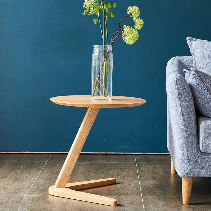 Table ronde multifonctionnelle en bois massif pour salon nordique et balcon