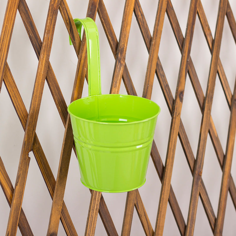 Balcony tin flower pots idyllic hanging bucket hanging pots