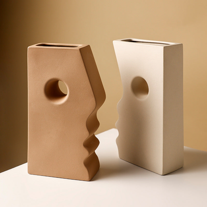 Ceramic Simple Human Face Vase Decoration Living Room