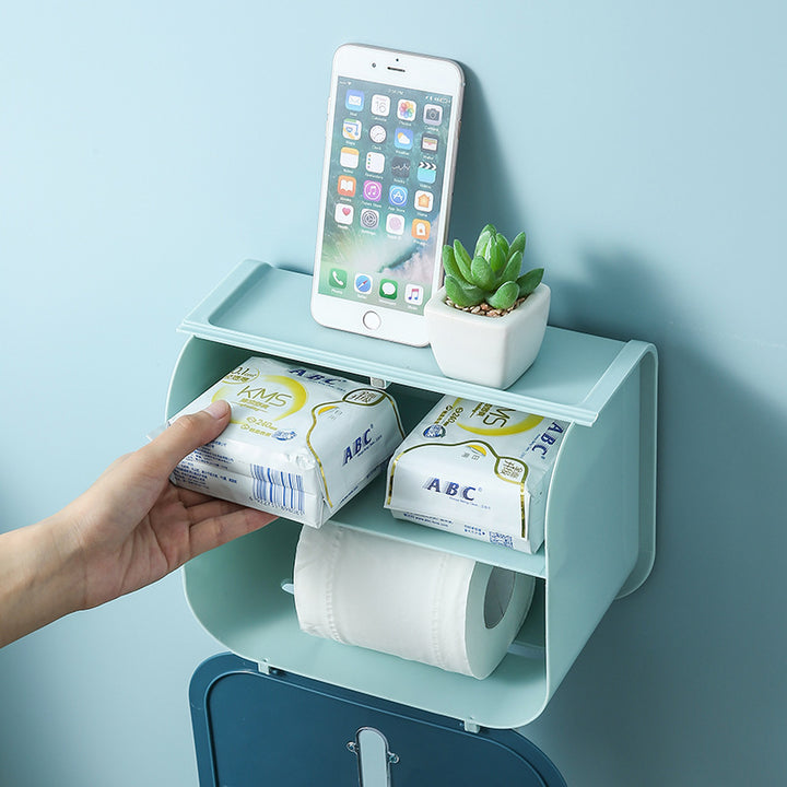 Creative toilet tissue box multi-functional paper box toilet punching rack wall mounted sanitary paper box