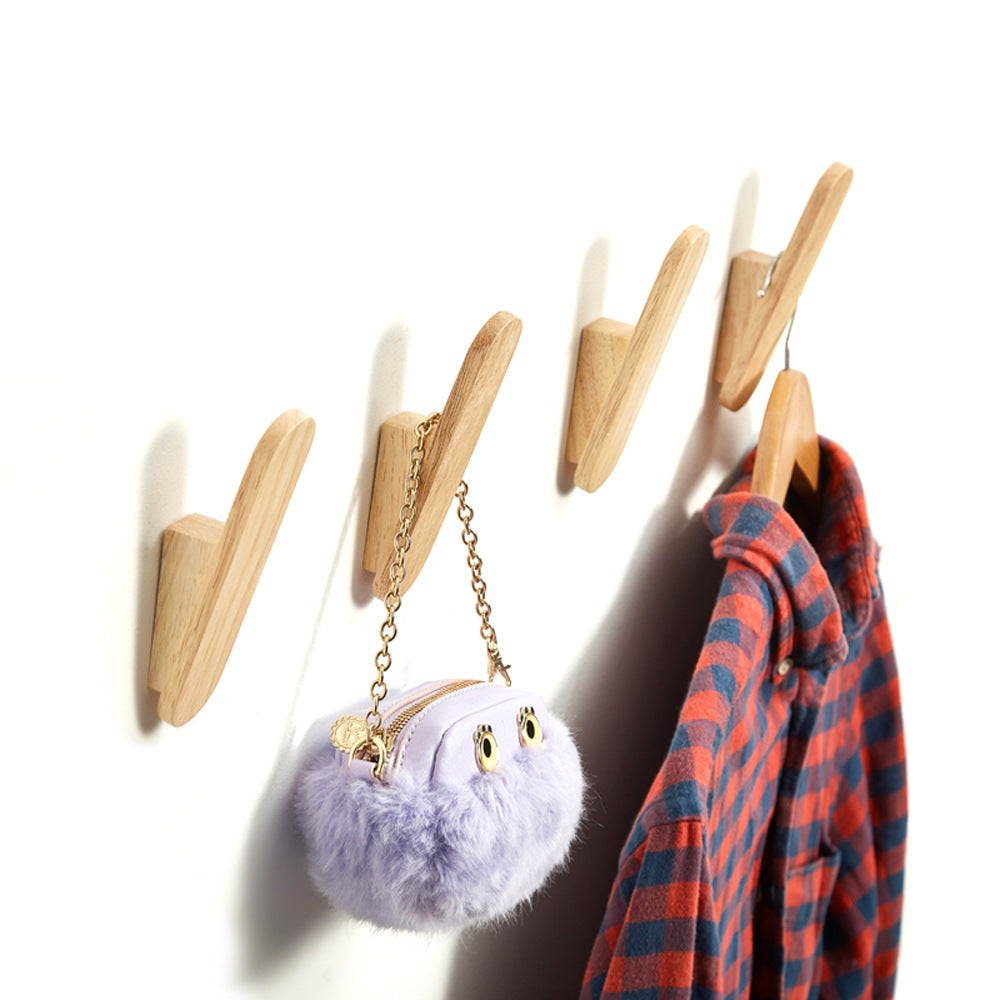 Simple Rubber Wood Coat Hook Hanging Clothes