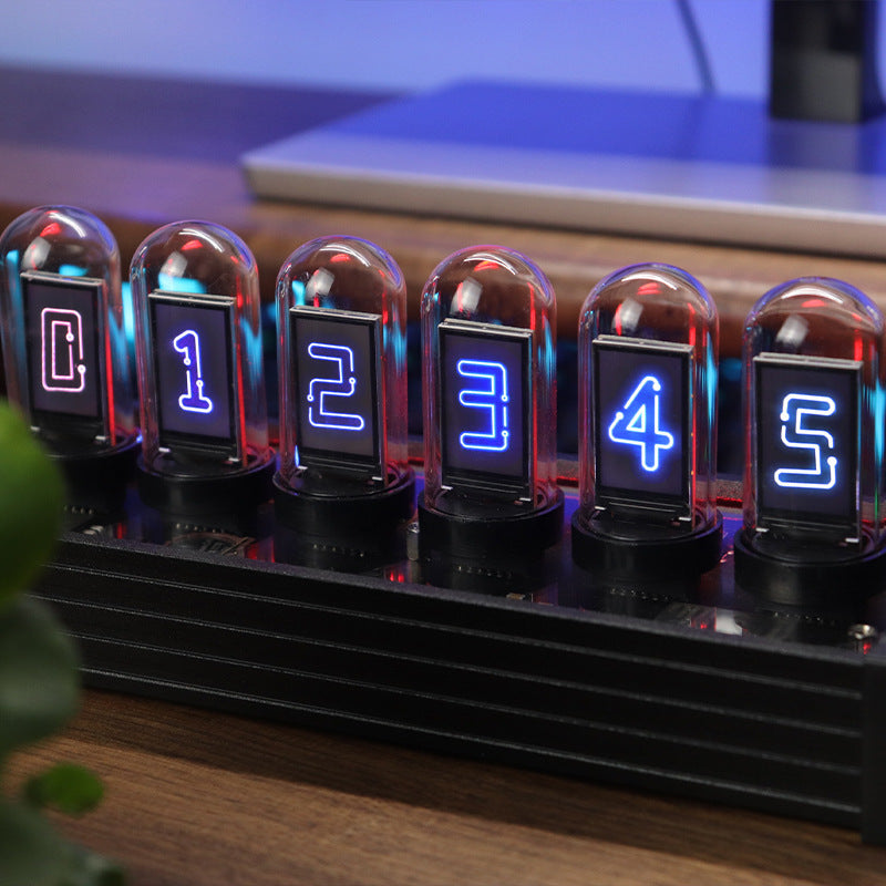 Creative Led Electronic Digital Clock Solid Wood Nixie