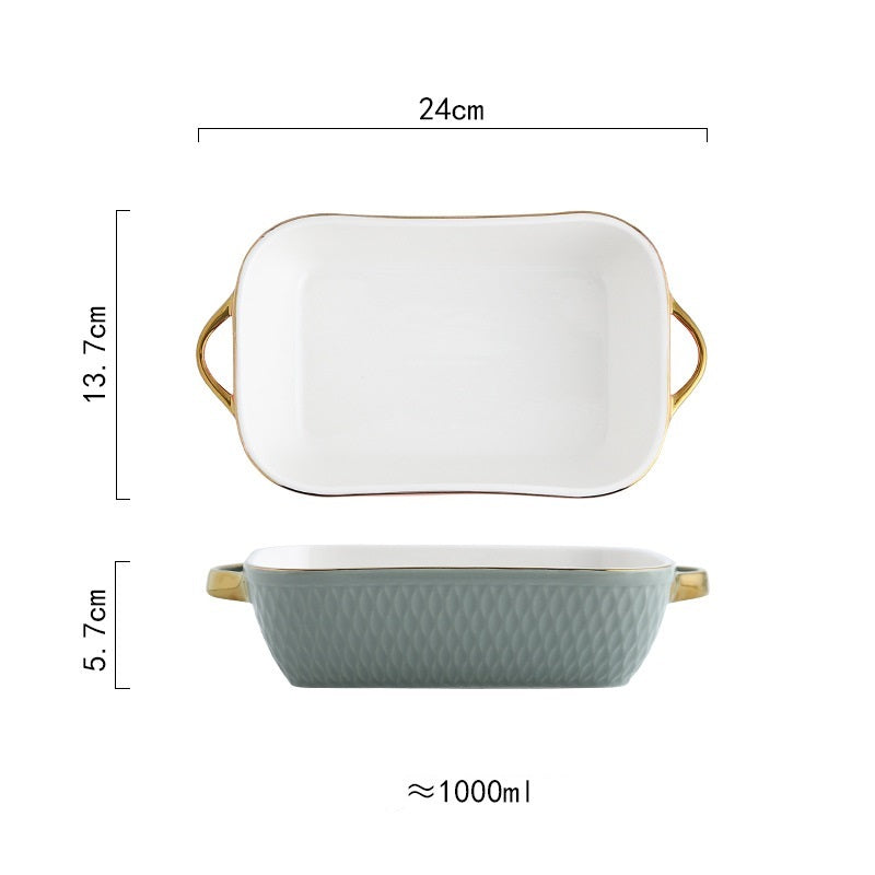 Creative Ceramic Double Ear Baking Tray With Phnom Penh