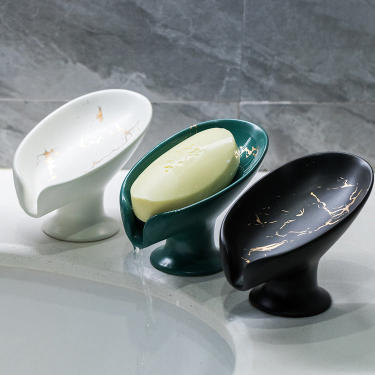 Luxury Ceramic Soap Dish Drain Box Storage