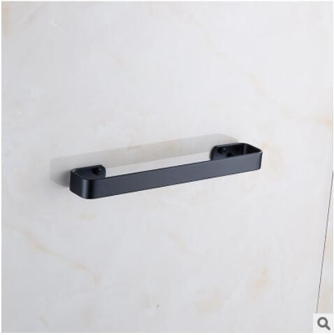 Black single pole bathroom space aluminum single layer towel bar bathroom pendant square towel rack