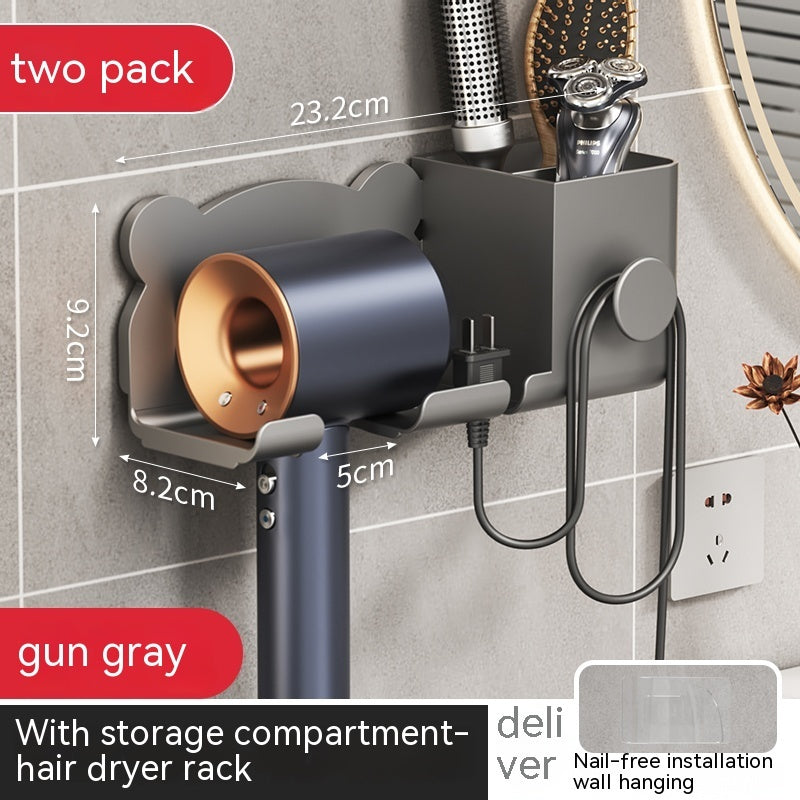 Punch-free Wall-mounted Hair Dryer Storage Rack