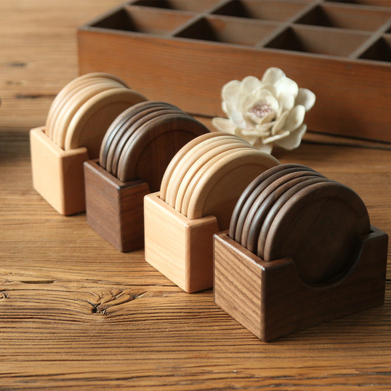 Japanese style wooden coaster set