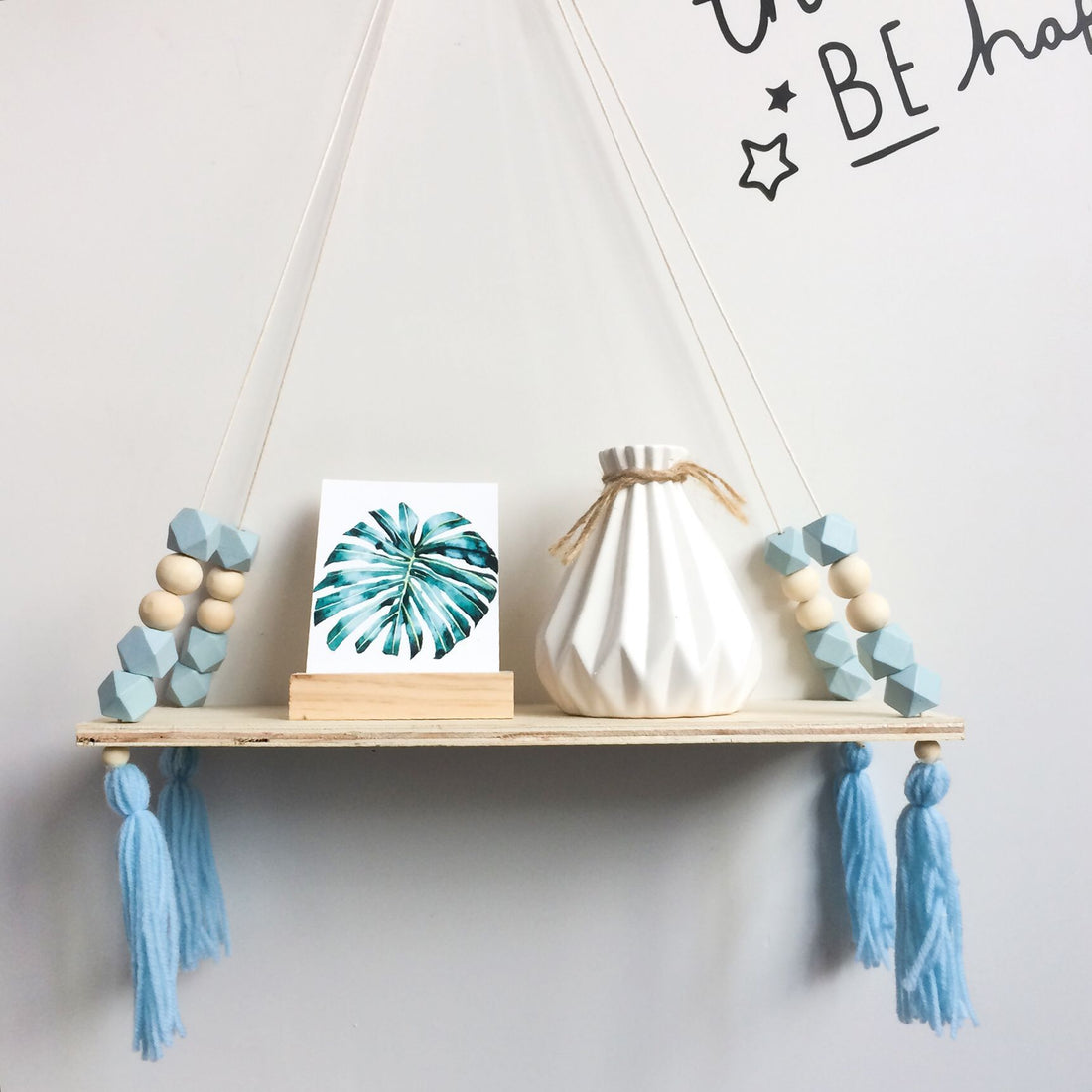 Wall hanging shelf with star anise beads